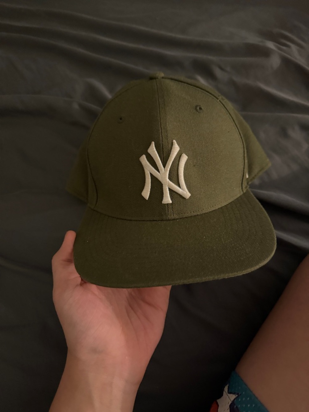 New Era Olive Green New York Yankees Hat with White Logo